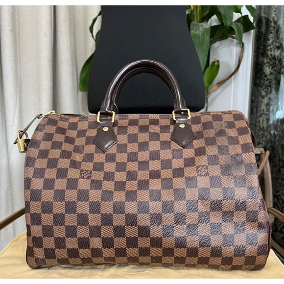 👛  AUTHENTIC LOUIS VUITTON DAMIER EBENE SPEEDY 30 - Picture 4 of 17